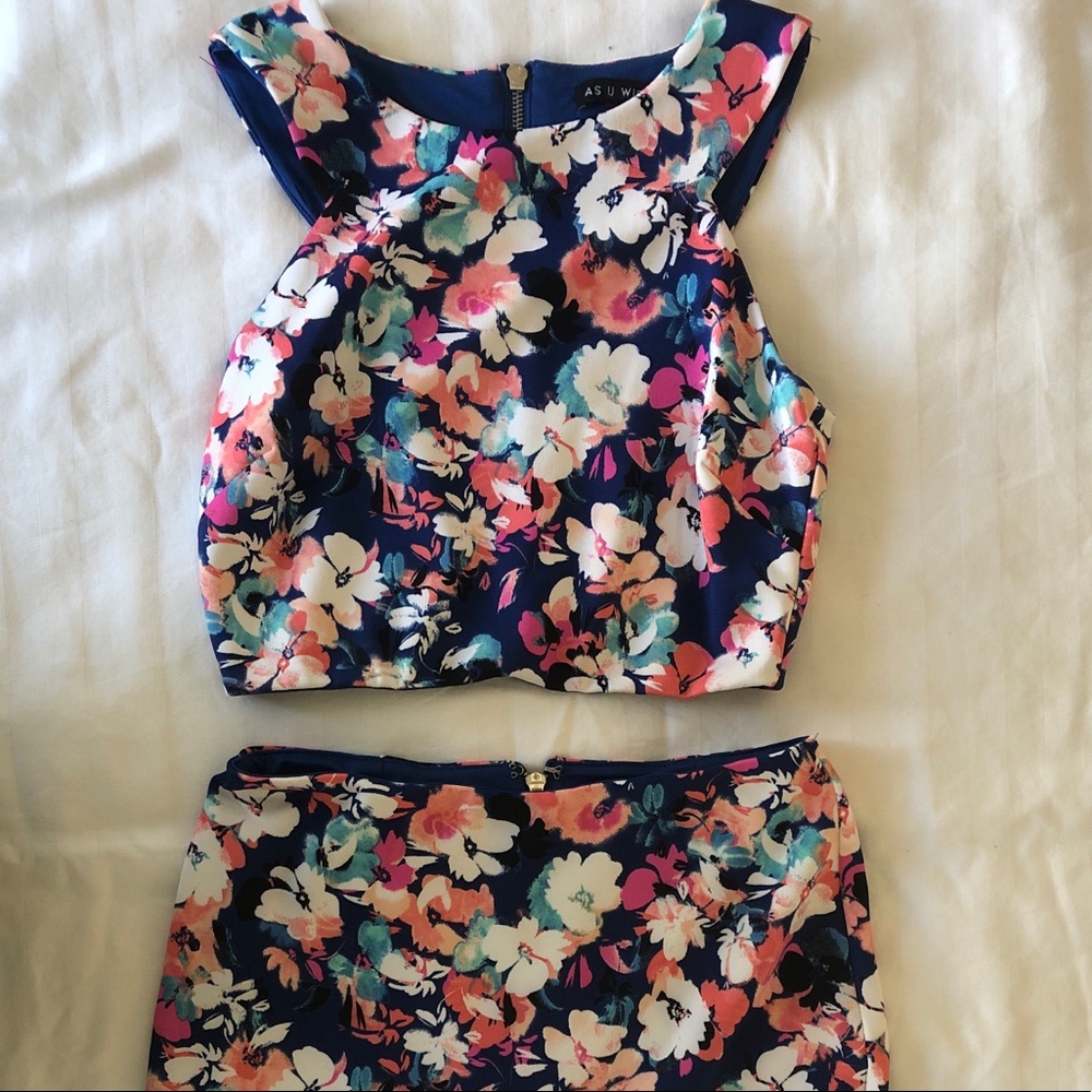 Floral 2 Piece Crop Top Set